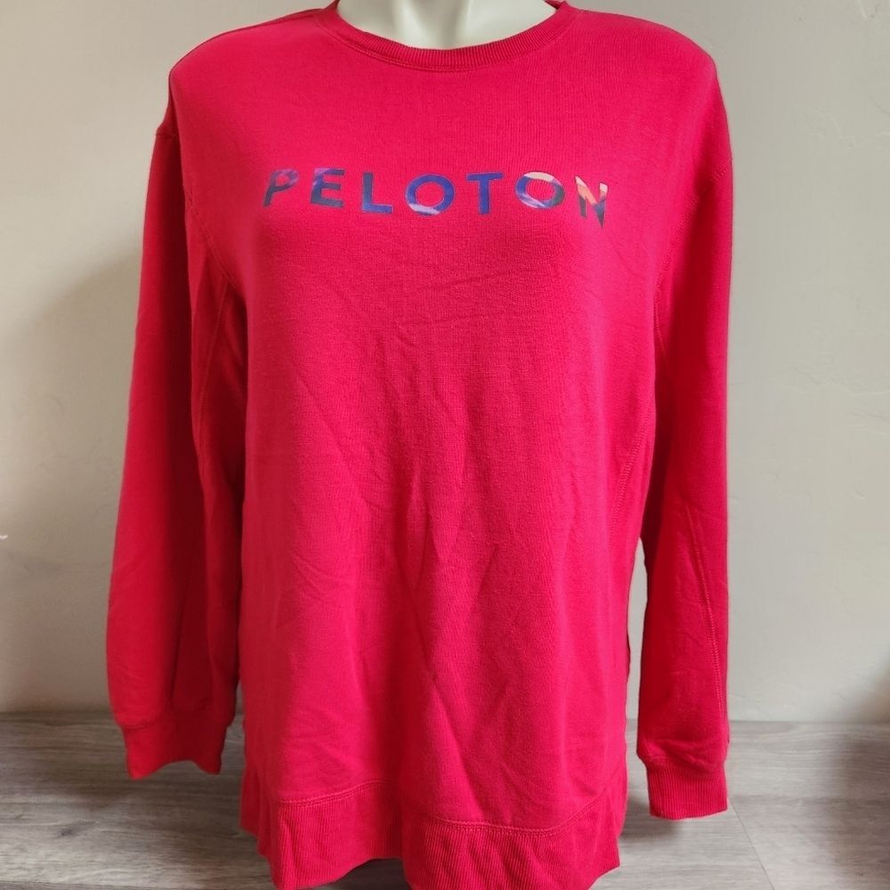 Peloton Pink Crewneck Sweatshirt Top Size M Long Sleeve Graphic Logo‎ Activewear